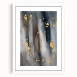 Elegant Moody Modern Wall Art - Abstract Gray, Gold & Black Print