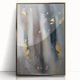 Elegant Moody Modern Wall Art - Abstract Gray, Gold & Black Print