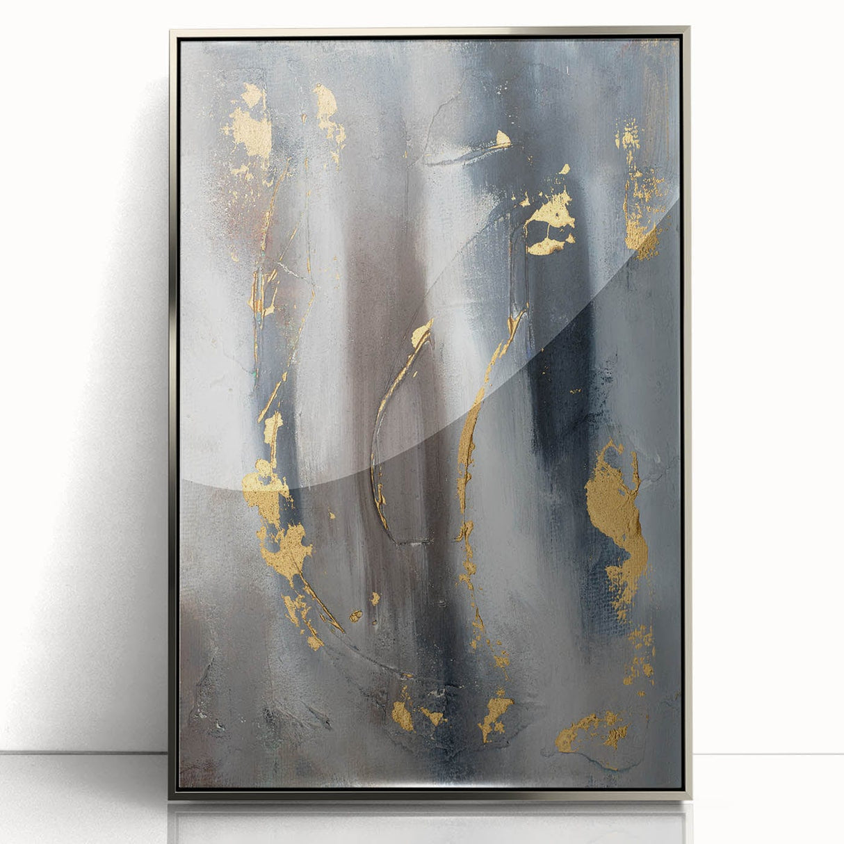 Elegant Moody Modern Wall Art - Abstract Gray, Gold & Black Print