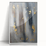 Elegant Moody Modern Wall Art - Abstract Gray, Gold & Black Print
