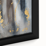 Elegant Moody Modern Wall Art - Abstract Gray, Gold & Black Print