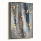 Elegant Moody Modern Wall Art - Abstract Gray, Gold & Black Print
