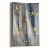 Elegant Moody Modern Wall Art - Abstract Gray, Gold & Black Print