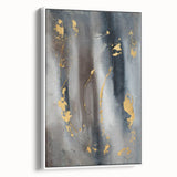 Elegant Moody Modern Wall Art - Abstract Gray, Gold & Black Print