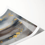 Elegant Moody Modern Wall Art - Abstract Gray, Gold & Black Print