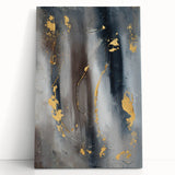 Elegant Moody Modern Wall Art - Abstract Gray, Gold & Black Print