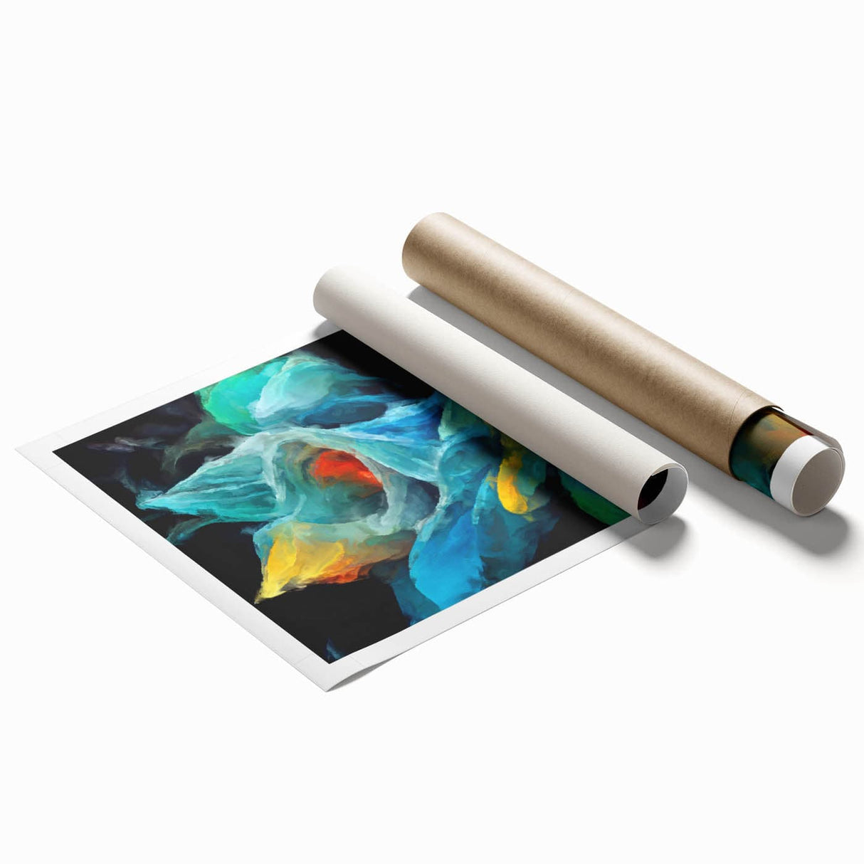 Fluid Abstract Wall Art - Contemporary Fluid Art Pieces in Teal Blue