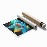 Fluid Abstract Wall Art - Contemporary Fluid Art Pieces in Teal Blue