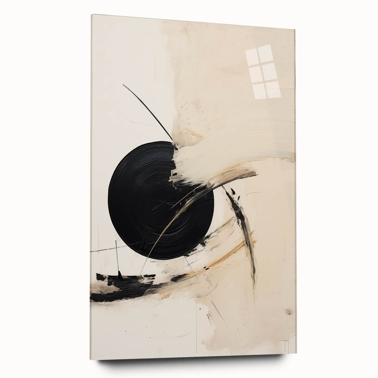 Modern Geometric Wall Art – Minimalist Abstract Black Circle Painting