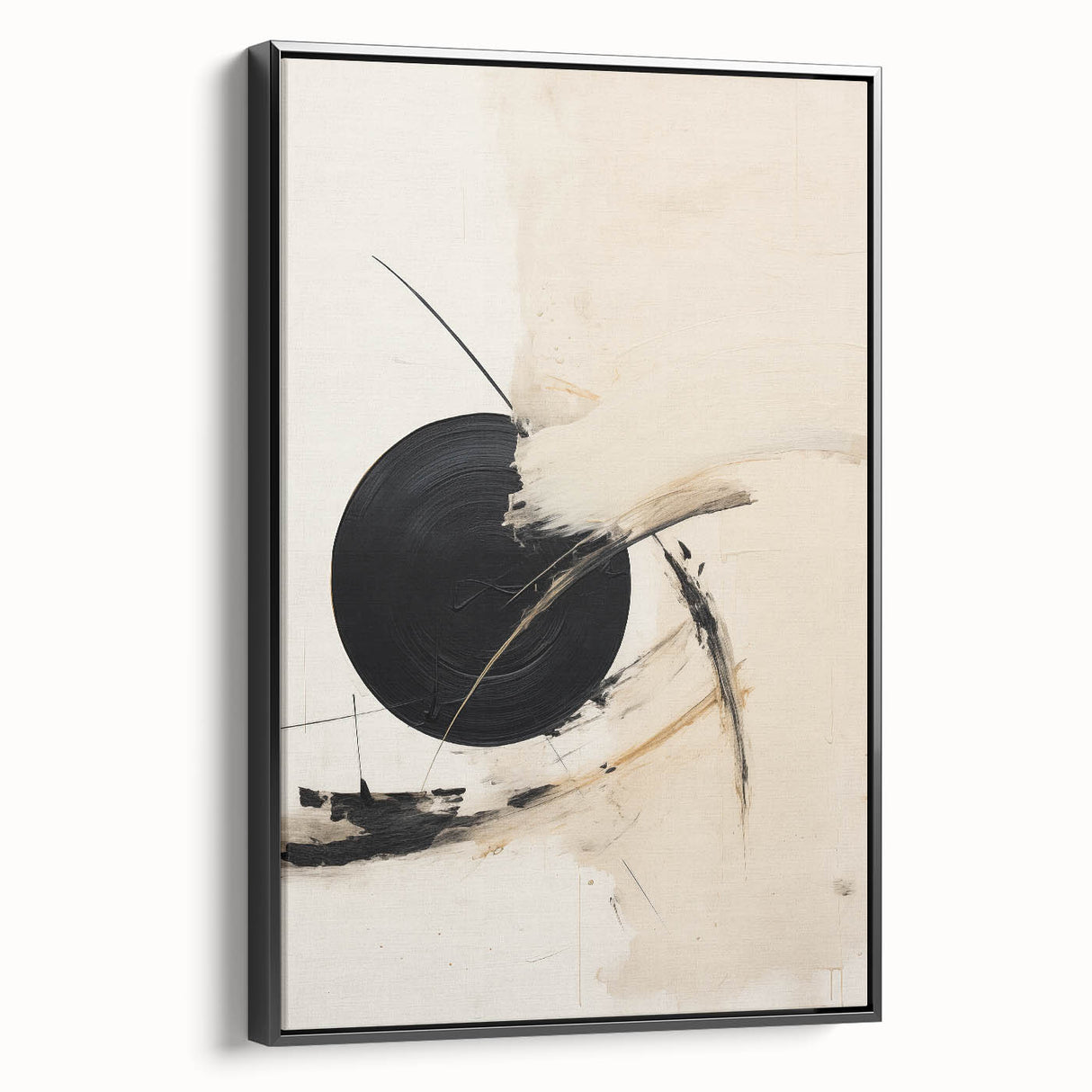 Modern Geometric Wall Art – Minimalist Abstract Black Circle Painting