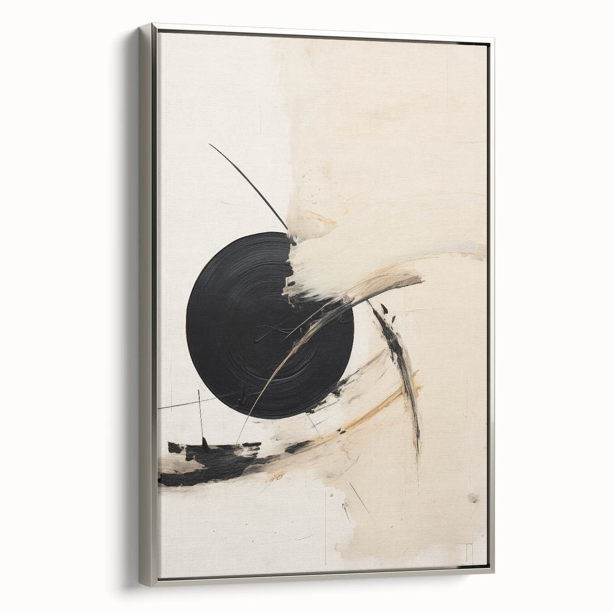 Modern Geometric Wall Art – Minimalist Abstract Black Circle Painting