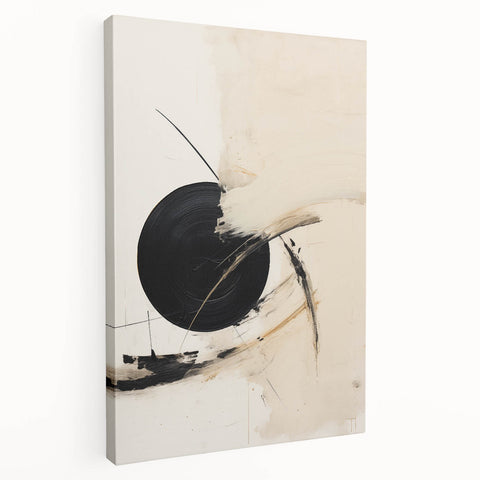 Modern Geometric Wall Art – Minimalist Abstract Black Circle Painting