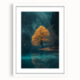Golden Tree Reflection – Tranquil Landscape Art Prints & Decor