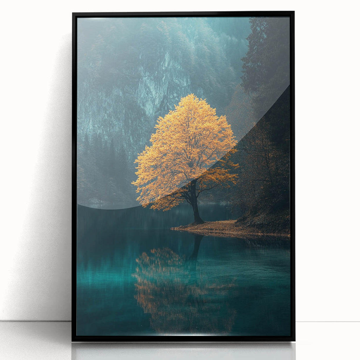 Golden Tree Reflection – Tranquil Landscape Art Prints & Decor