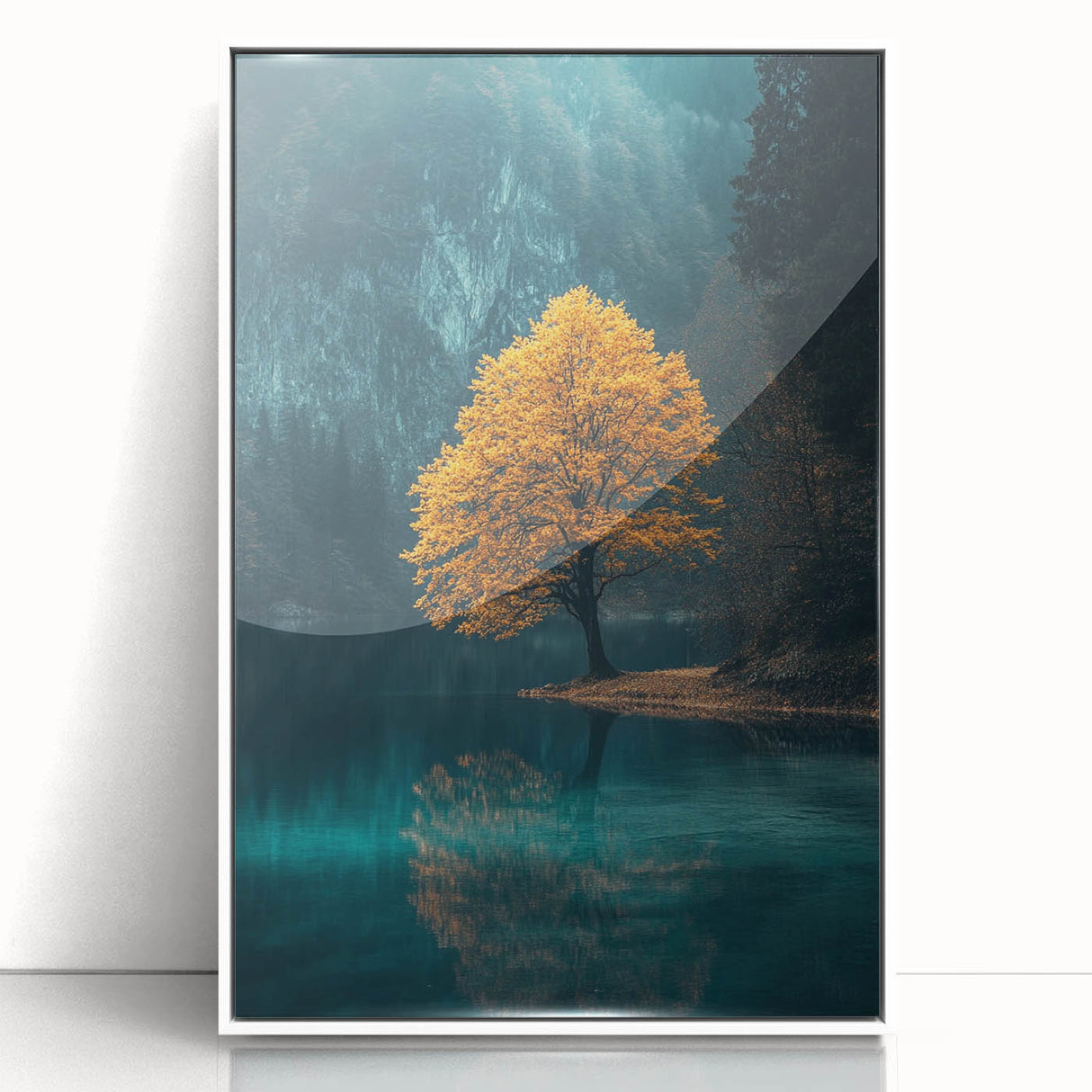 Golden Tree Reflection – Tranquil Landscape Art Prints & Decor