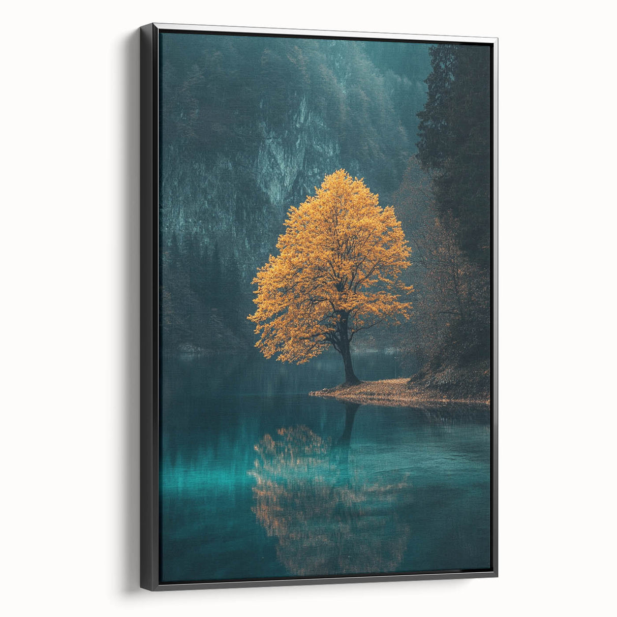 Golden Tree Reflection – Tranquil Landscape Art Prints & Decor