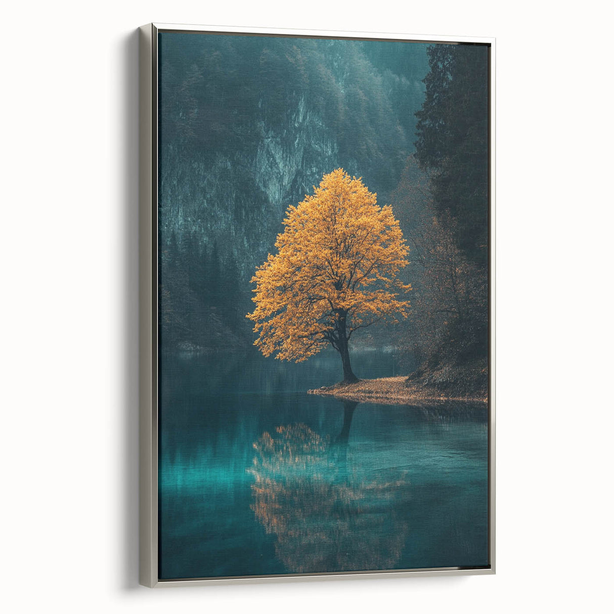 Golden Tree Reflection – Tranquil Landscape Art Prints & Decor