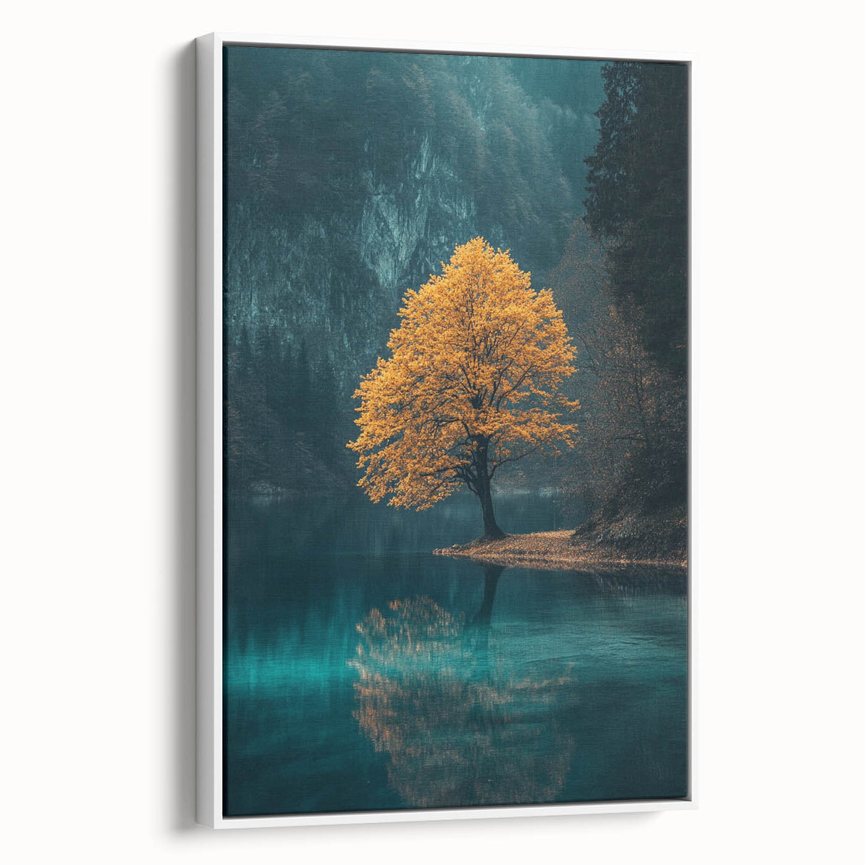 Golden Tree Reflection – Tranquil Landscape Art Prints & Decor