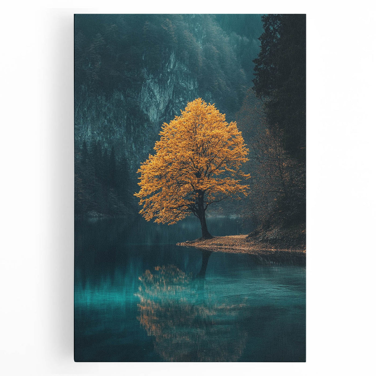 Golden Tree Reflection – Tranquil Landscape Art Prints & Decor