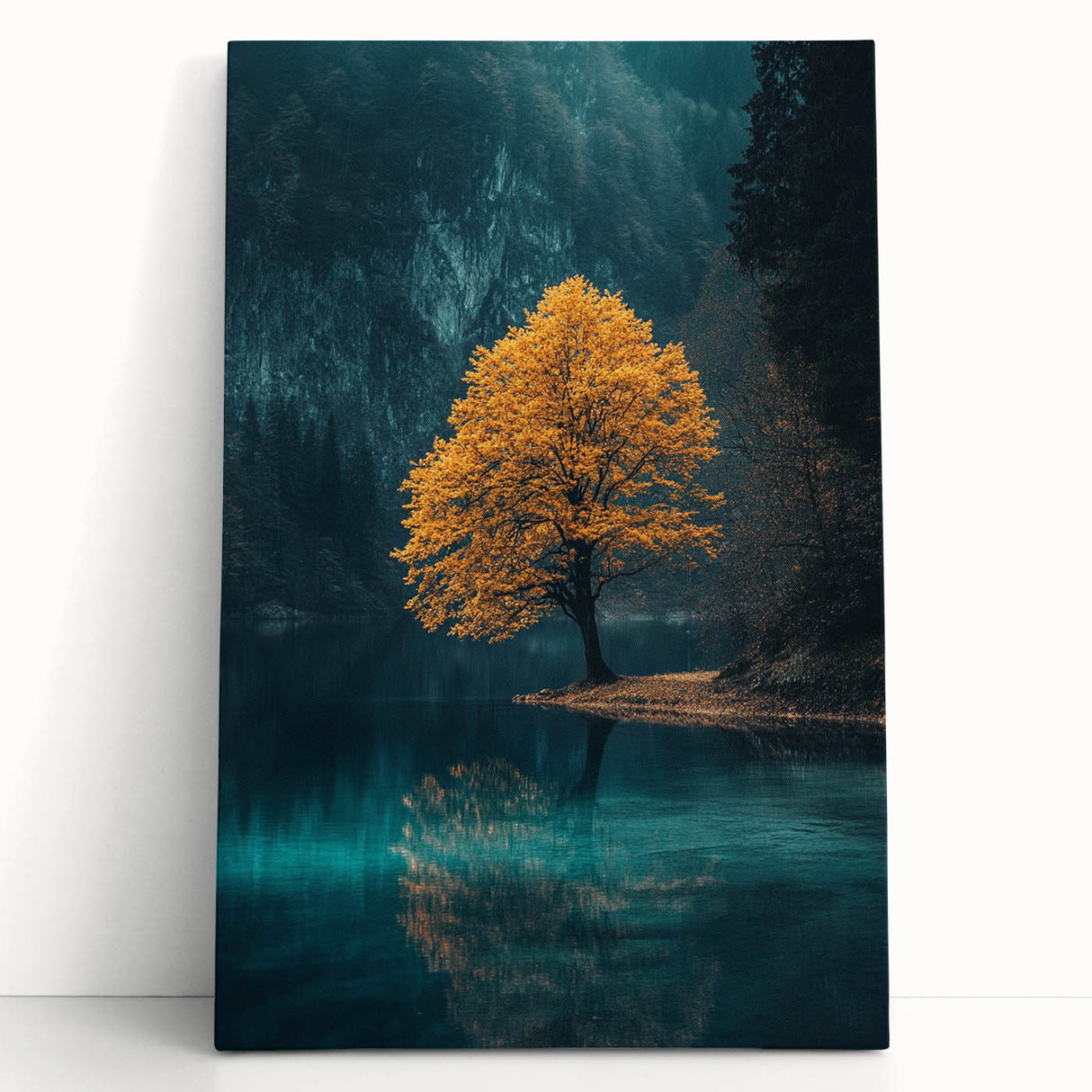 Golden Tree Reflection – Tranquil Landscape Art Prints & Decor