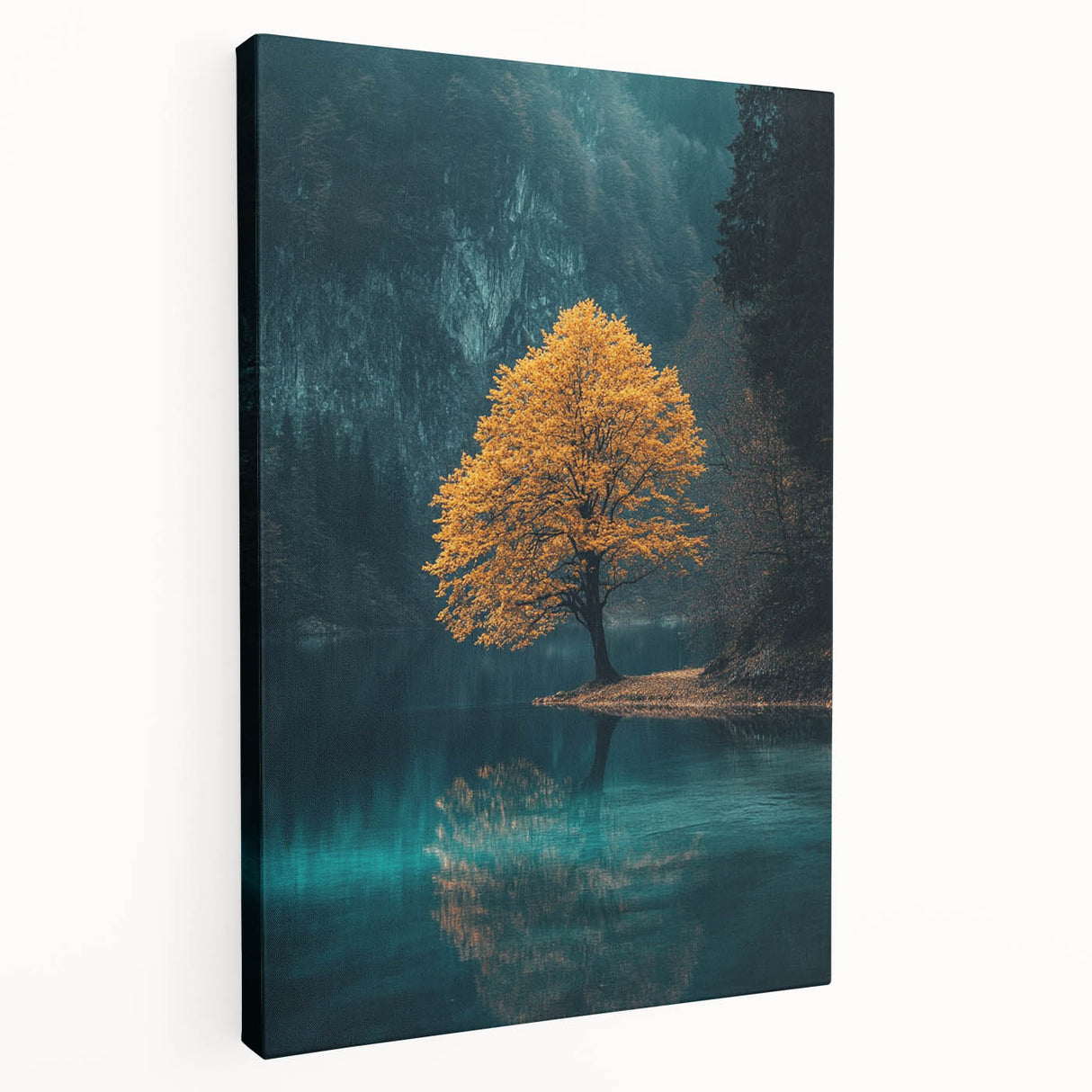 Golden Tree Reflection – Tranquil Landscape Art Prints & Decor