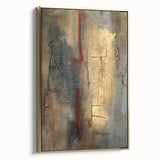 Textured Moody Modern Wall Art - Abstract Gold, Red & Gray Print