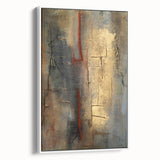 Textured Moody Modern Wall Art - Abstract Gold, Red & Gray Print