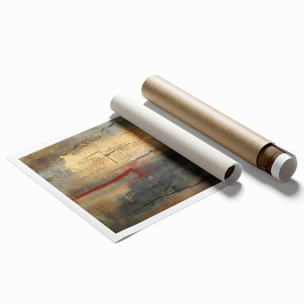 Textured Moody Modern Wall Art - Abstract Gold, Red & Gray Print