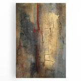 Textured Moody Modern Wall Art - Abstract Gold, Red & Gray Print