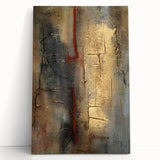 Textured Moody Modern Wall Art - Abstract Gold, Red & Gray Print