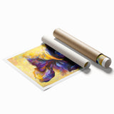 Abstract Fluid Canvas Art - Modern Fluid Art Prints in Purple & Yellow