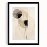 Minimalist Abstract Canvas Prints – Geometric Circles in Beige & Black