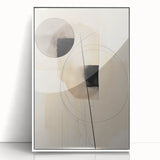 Minimalist Abstract Canvas Prints – Geometric Circles in Beige & Black