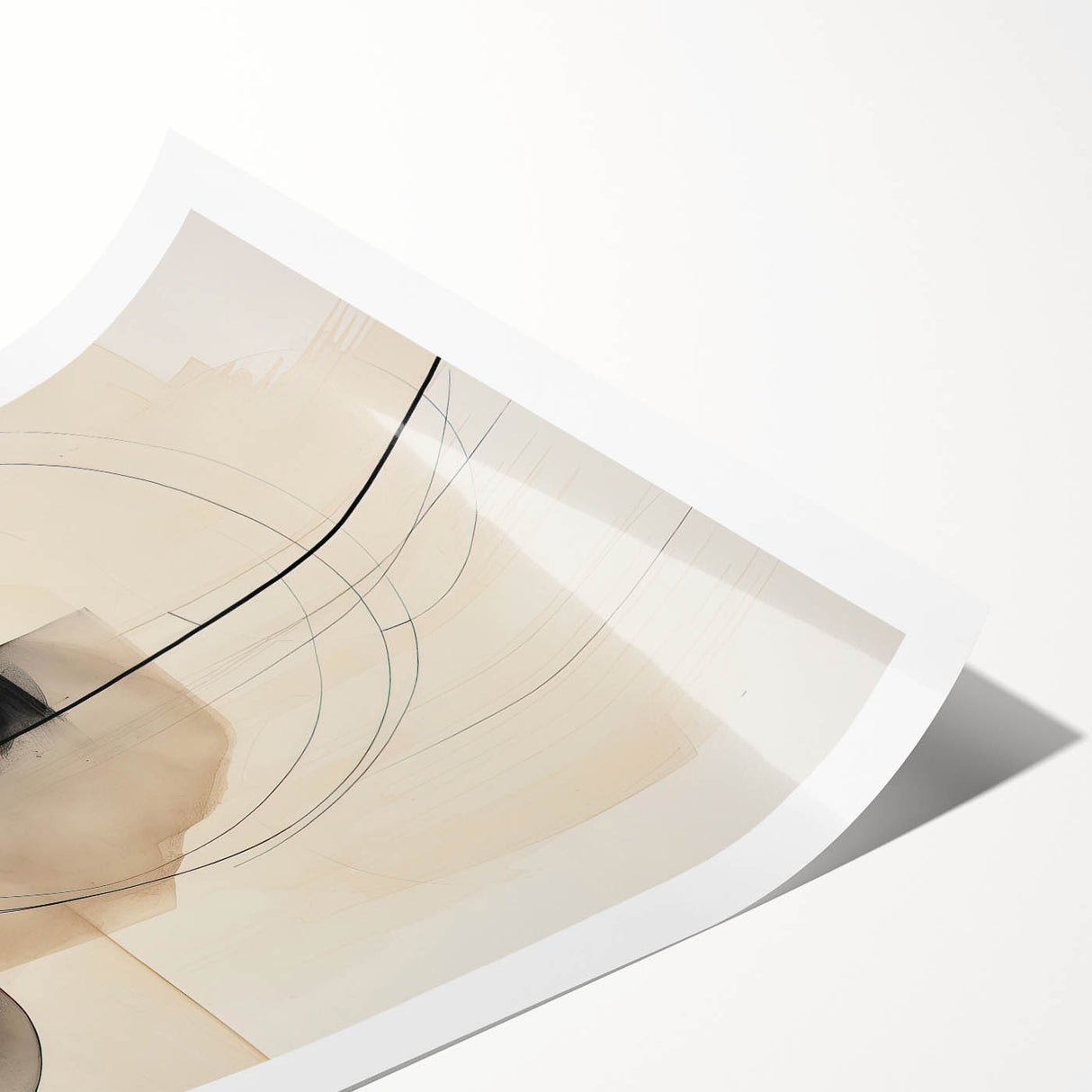 Minimalist Abstract Canvas Prints – Geometric Circles in Beige & Black