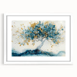 Golden Teal Tree – Elegant Abstract Tree Art Prints & Wall Decor