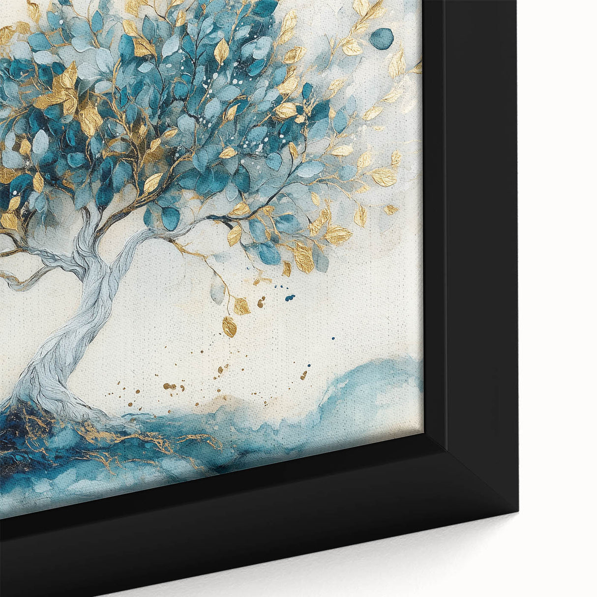 Golden Teal Tree – Elegant Abstract Tree Art Prints & Wall Decor