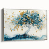 Golden Teal Tree – Elegant Abstract Tree Art Prints & Wall Decor