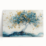 Golden Teal Tree – Elegant Abstract Tree Art Prints & Wall Decor