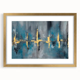 Skyline Moody Modern Wall Art - Abstract Blue, Gold & Gray Print