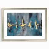 Skyline Moody Modern Wall Art - Abstract Blue, Gold & Gray Print