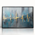 Skyline Moody Modern Wall Art - Abstract Blue, Gold & Gray Print