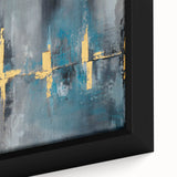 Skyline Moody Modern Wall Art - Abstract Blue, Gold & Gray Print