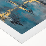 Skyline Moody Modern Wall Art - Abstract Blue, Gold & Gray Print