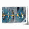 Skyline Moody Modern Wall Art - Abstract Blue, Gold & Gray Print