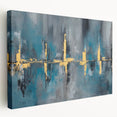 Skyline Moody Modern Wall Art - Abstract Blue, Gold & Gray Print