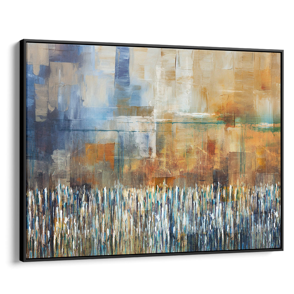Earthy abstract art depicting the Western Wall, designed by Avigdor Ben-Ari, framed for Jewish-themed decor.