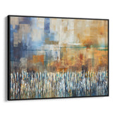 Earthy abstract art depicting the Western Wall, designed by Avigdor Ben-Ari, framed for Jewish-themed decor.