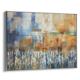 Earthy abstract rendering of Western Wall by Avigdor Ben-Ari, framed, reflecting Jewish art decor theme.