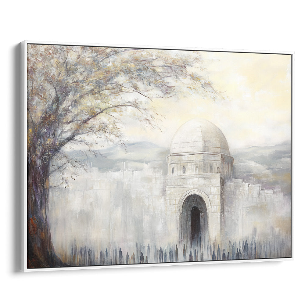 Eternal Mother painting depicting Rachel’s Tomb, featuring contemporary Jewish artwork and religious Judaica elements.