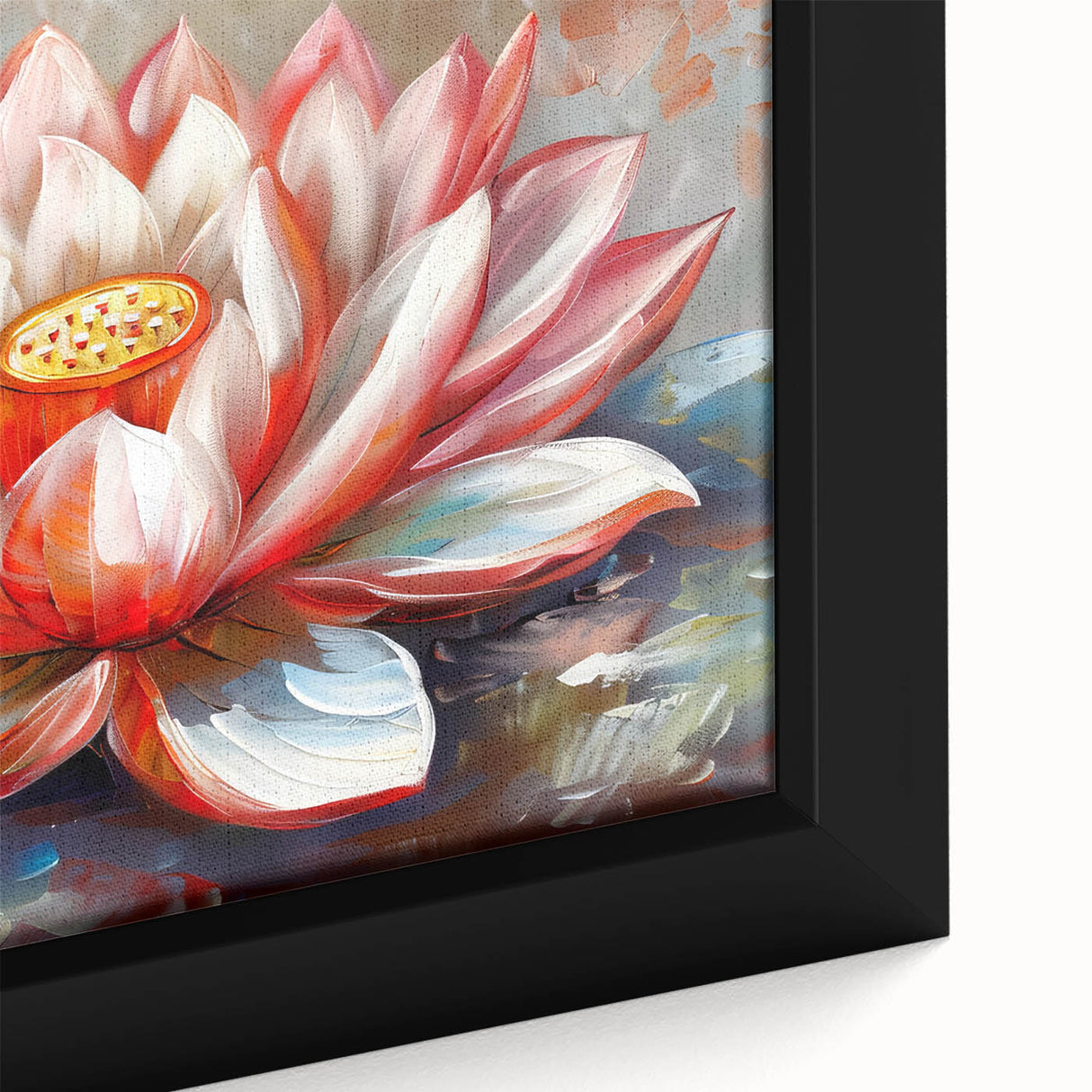 Colorful abstract canvas print featuring vibrant geometric patterns and textures, rolled and securely packaged in a protective cardboard tube for easy shipping.